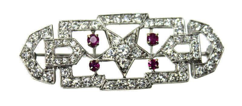 A Lady's Russian Platinum Ruby & Diamond Pin (1 of 4)