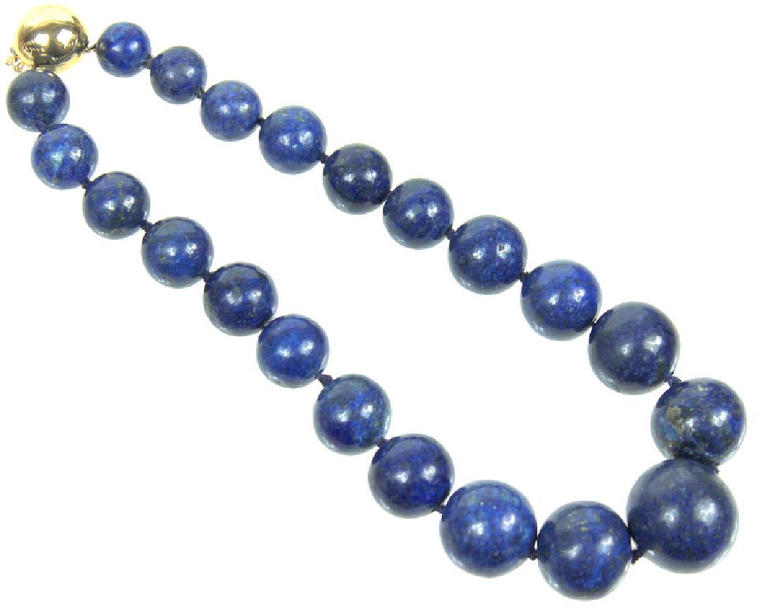 A Lady's 14 Karat Lapis Beaded Necklace (1 of 4)