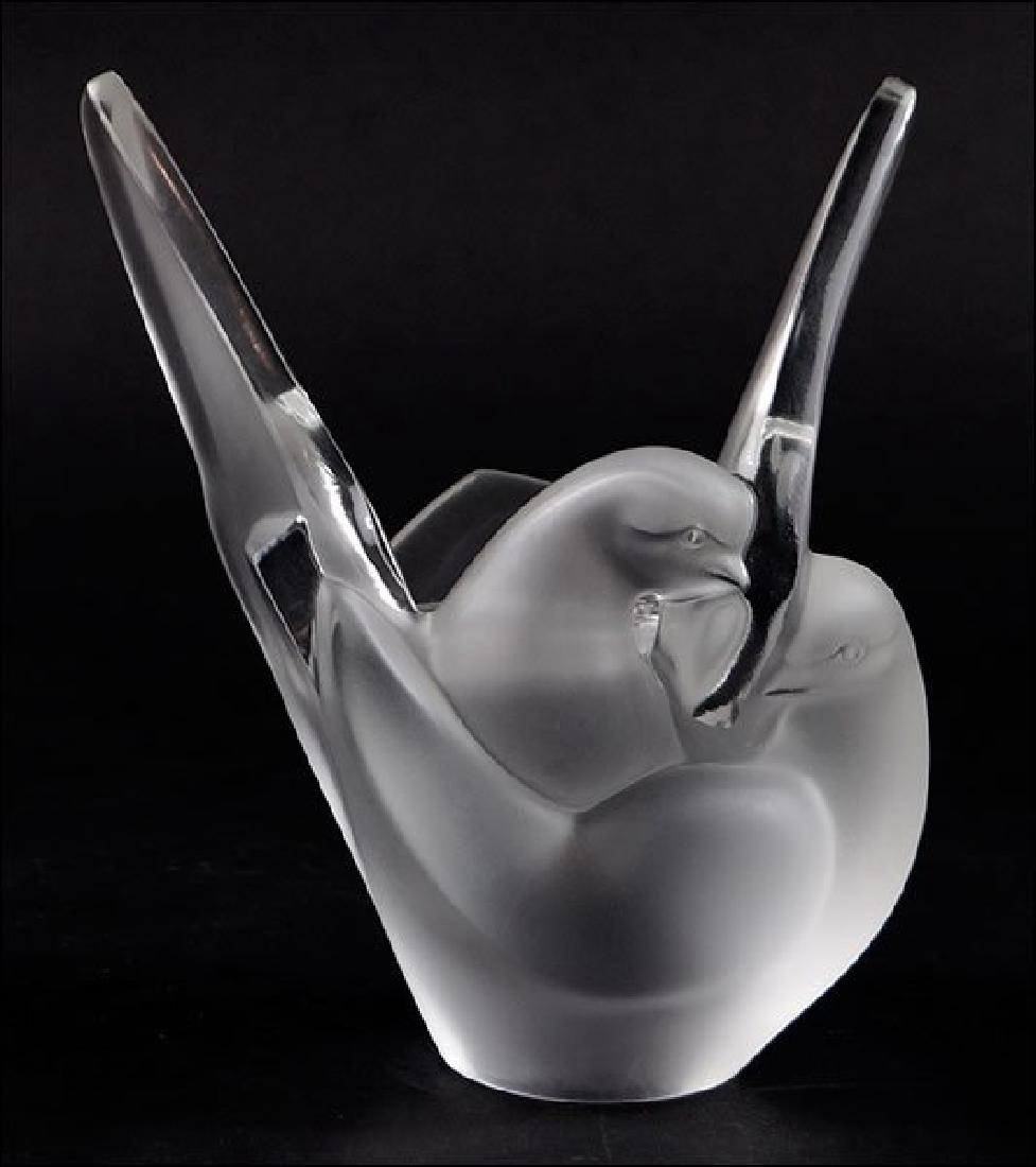 LALIQUE CRYSTAL "SYLVIE"DOVE FIGURE WITH FROG (1 of 1)