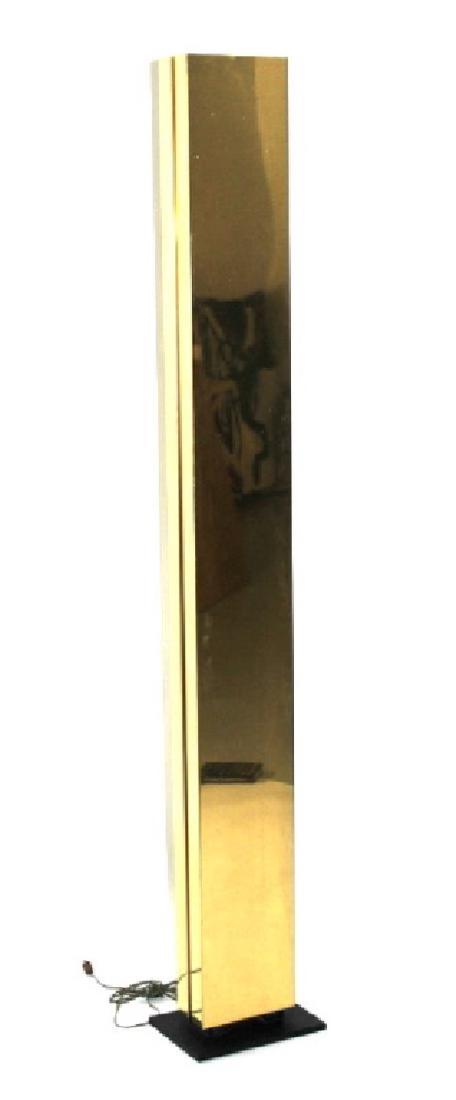 George Kovacs for Casella, monolith floor lamp: Modern brass structural floor lamp. Heavy. Measures 72-1/4' H x 11" W.. Third party shipping.