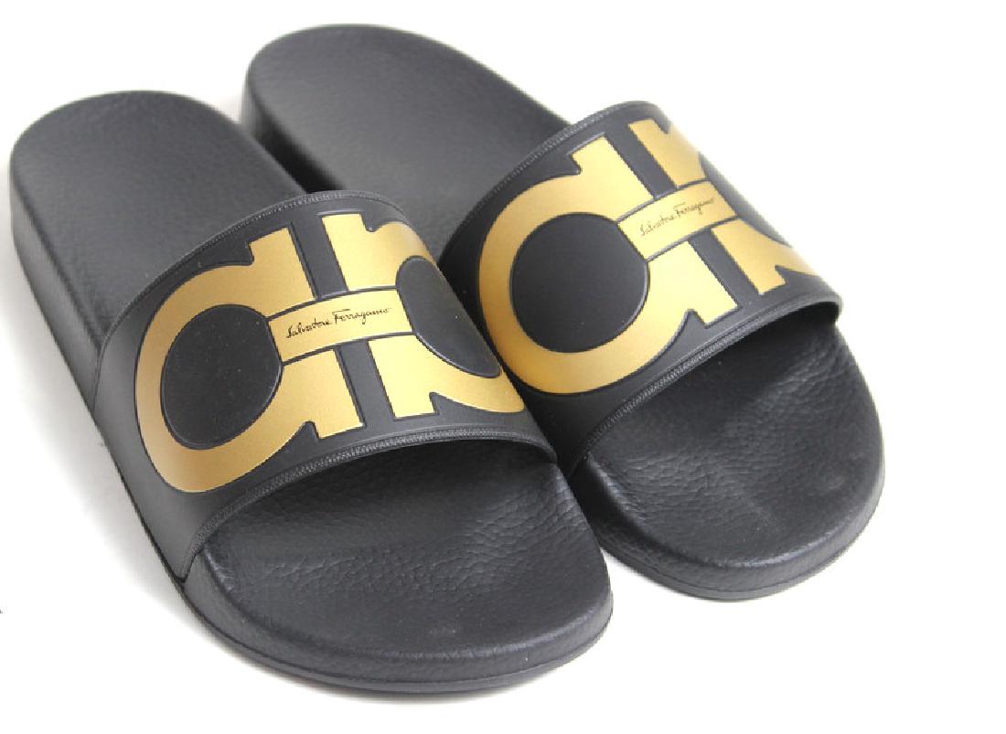 black ferragamo flip flops