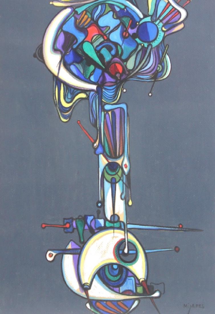 JOSE M. MIJARES (Cuban, 1921 - 2004): JOSE M. MIJARES (Cuban, 1921 - 2004). Mixed media on paper. Measures 24 inches high x 16 inches wide + 5 inch frame