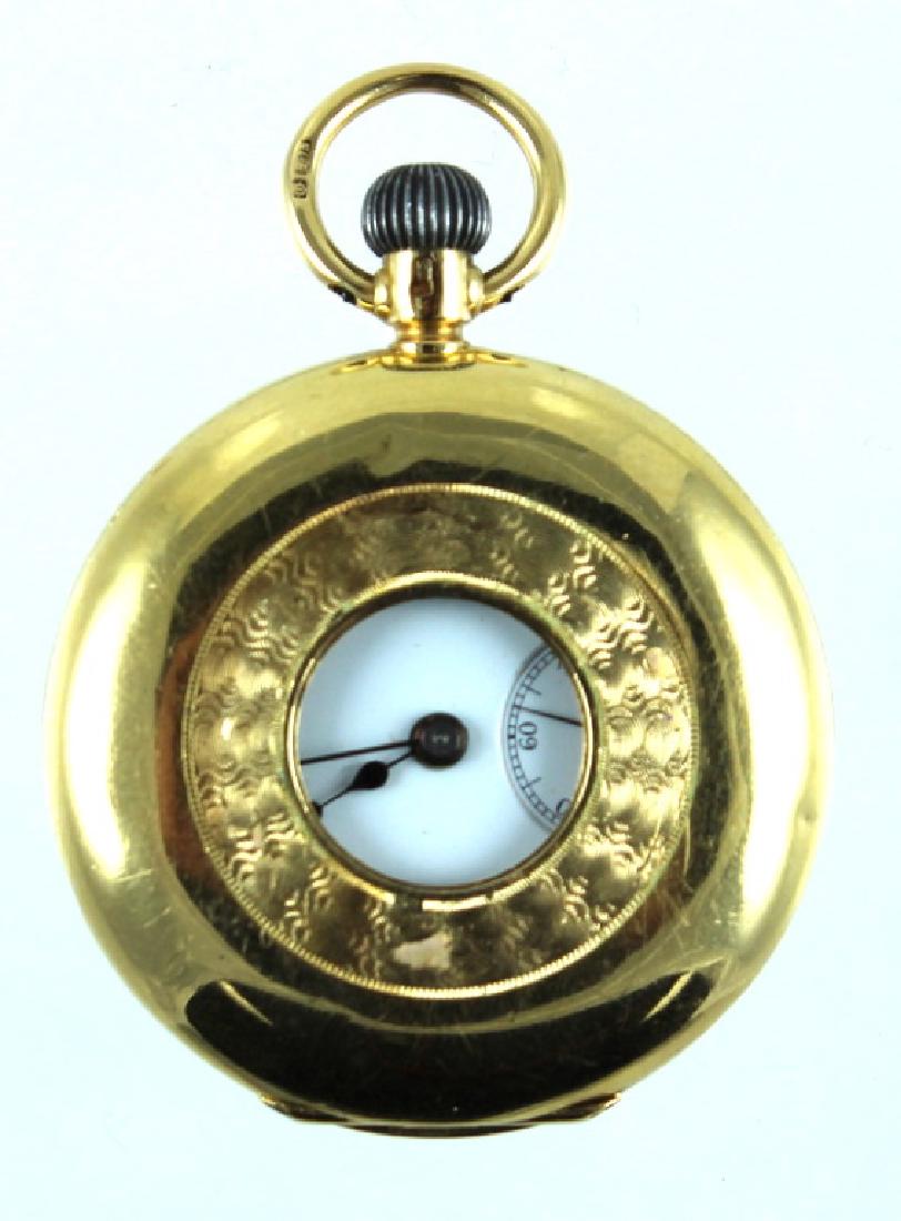 Gentlemans Late 19th Century Pocket Watch, 18K: Gentlemans Late 19th Century Pocket Watch, 18 Karat Gold. By Sir John Bennett LTD. White Enamel Dial. Swiss. # 2145305. 18C A.B 18. 75. Measures 1 7/8 inches including crown.