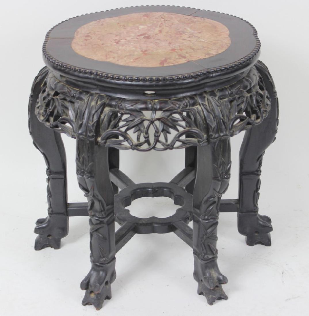 Chinese carved,Marble Top Table (1 of 3)