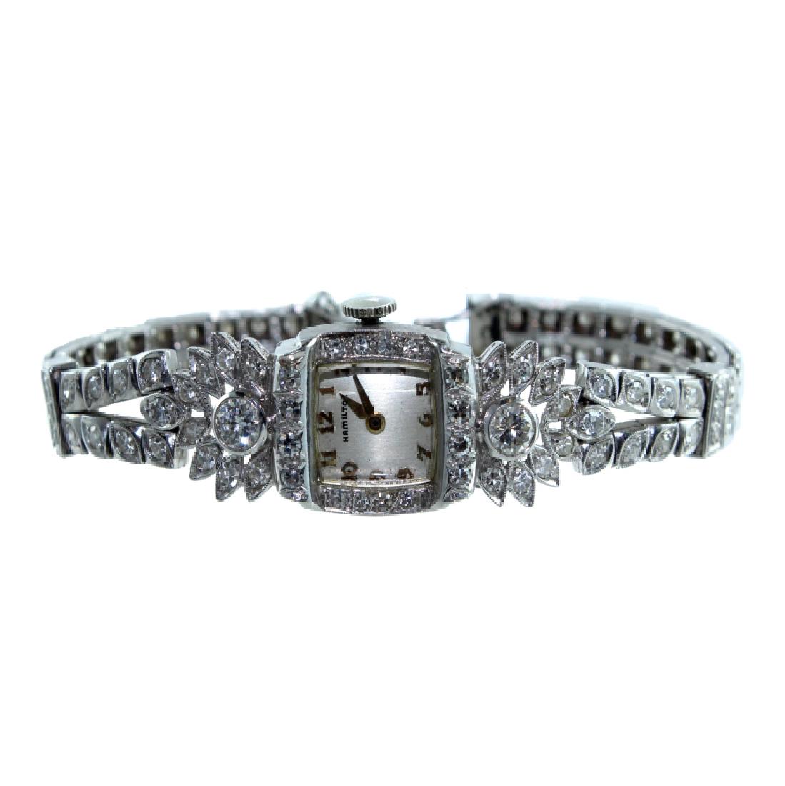 Ladies Platinum Diamond Hamilton Watch (1 of 1)