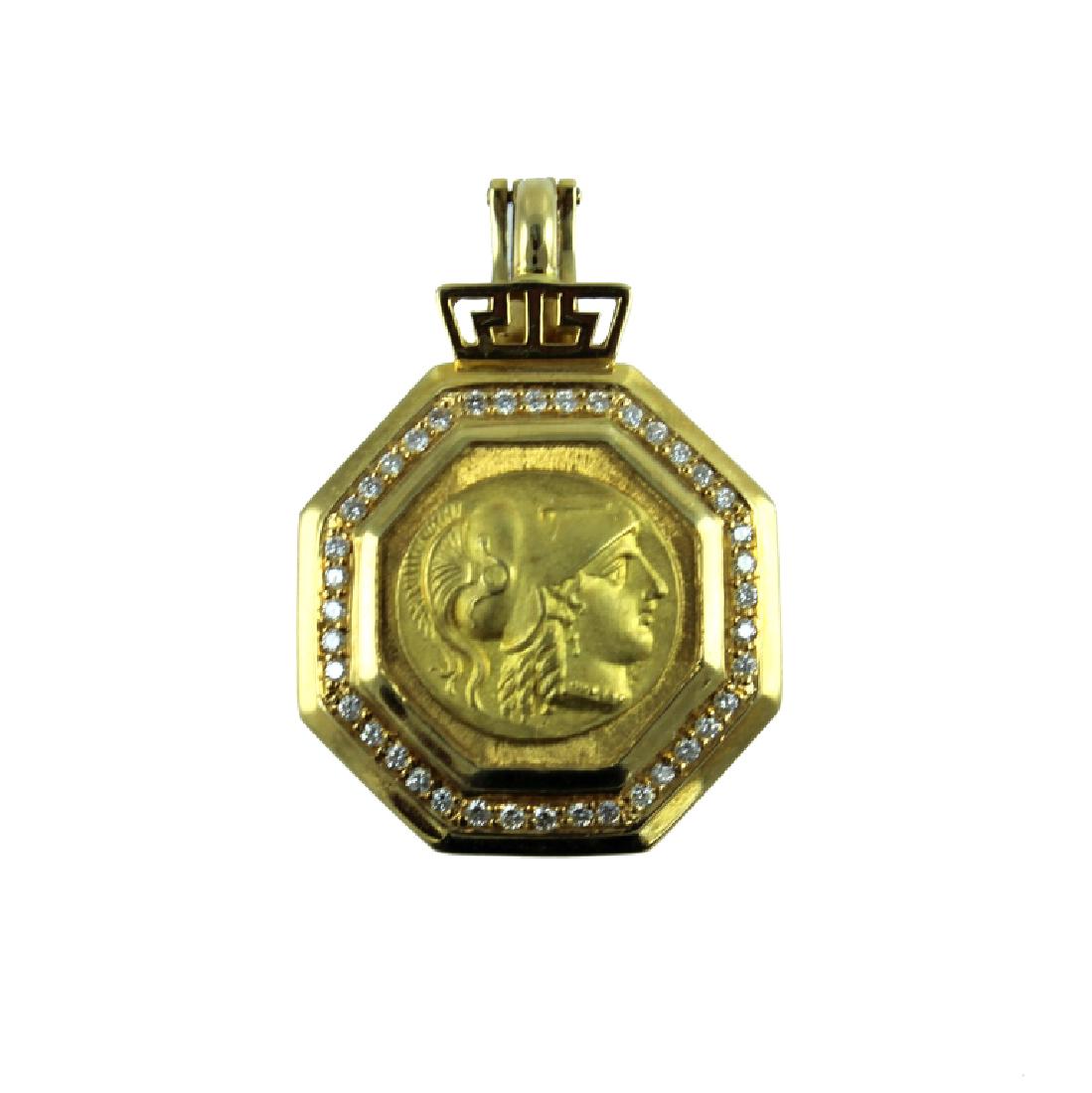 Contemporary 18K Yellow Gold & Diamond Pendant (1 of 1)