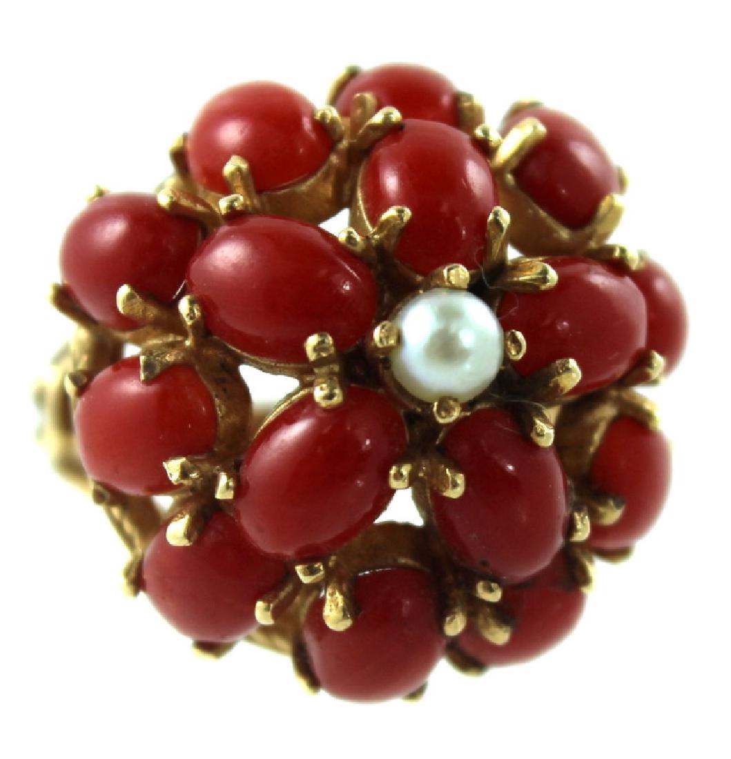 ANTIQUE CHINESE CORAL & PEARL FASHION RING (1 of 4)
