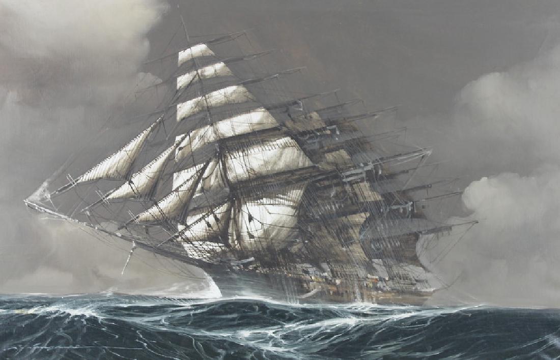 OIL ON CANVAS, CLIPPER SHIP, SIGNED (1 of 4)