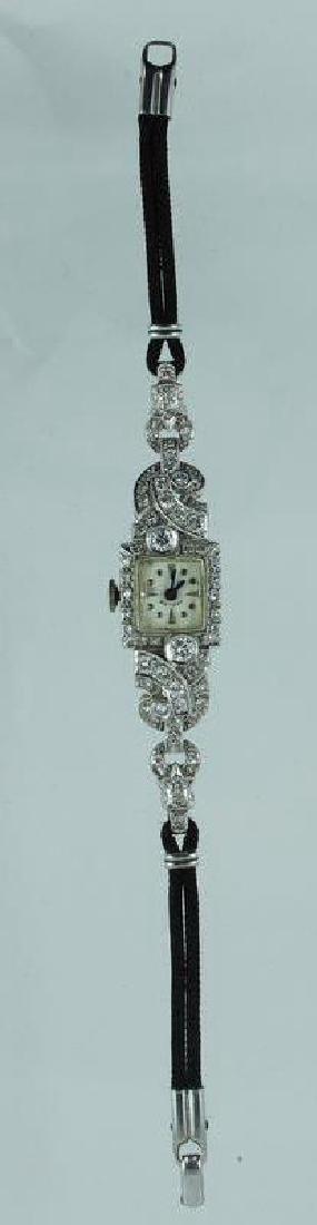 LADIES PLATINUM HAMILTON DIAMOND WATCH (1 of 2)