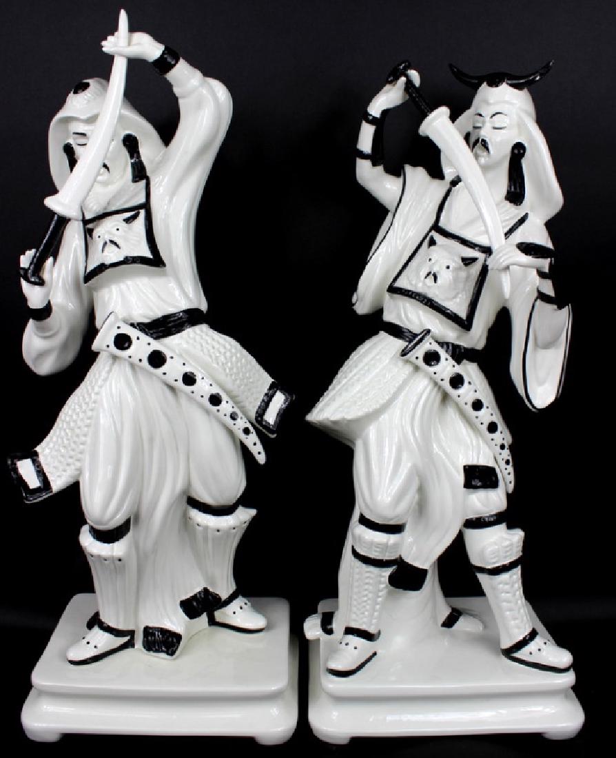 PAIR, JAPANESE WARRIOR PORCELAIN FIGURINES, SIGNED (1 of 8)