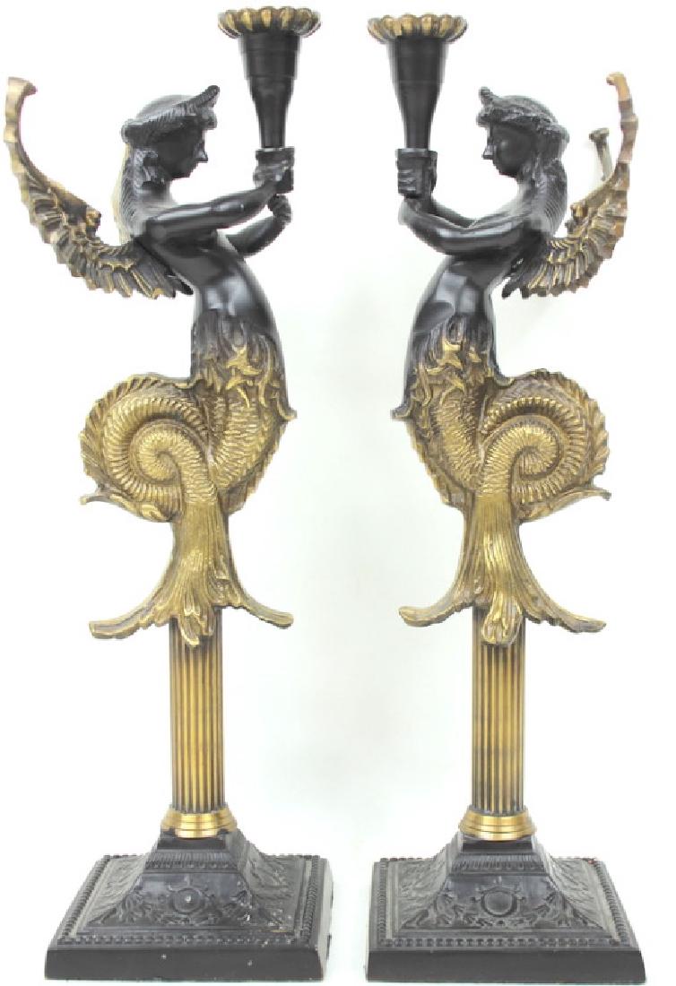 PAIR, FRENCH EMPIRE STYLE CANDLE HOLDERS, UNSIGNED (1 of 4)