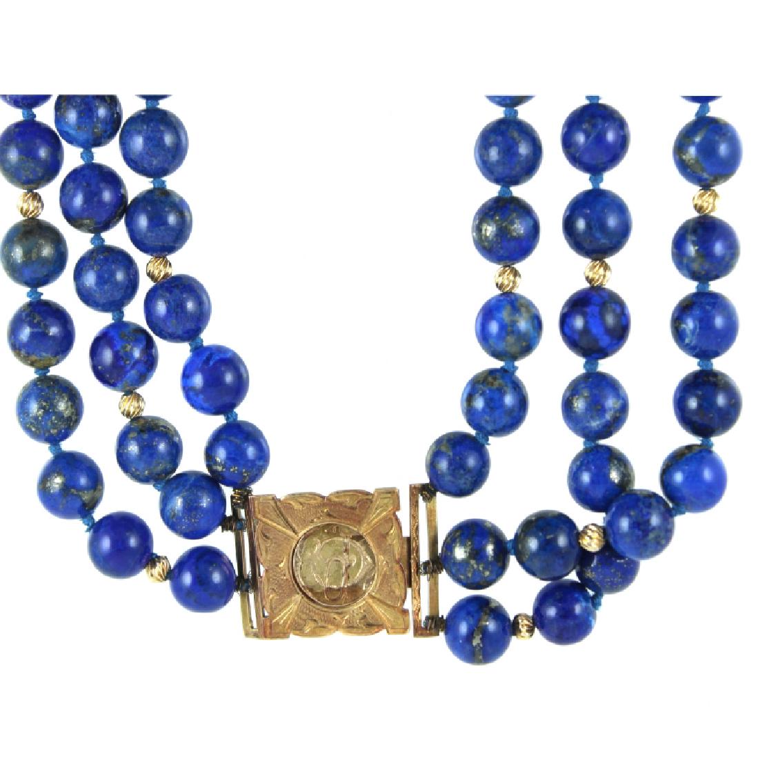 VERY FINE 14 KARAT & LAPIS BEAD NECKLACE (1 of 3)