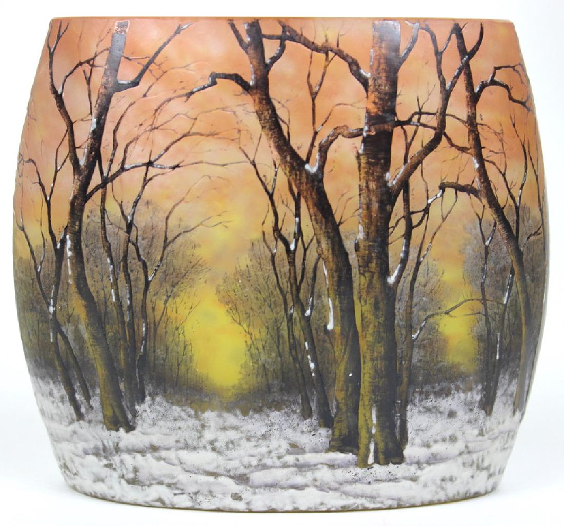 DAUM NANCY ENAMELED WINTER LANDSCAPE VASE (1 of 5)