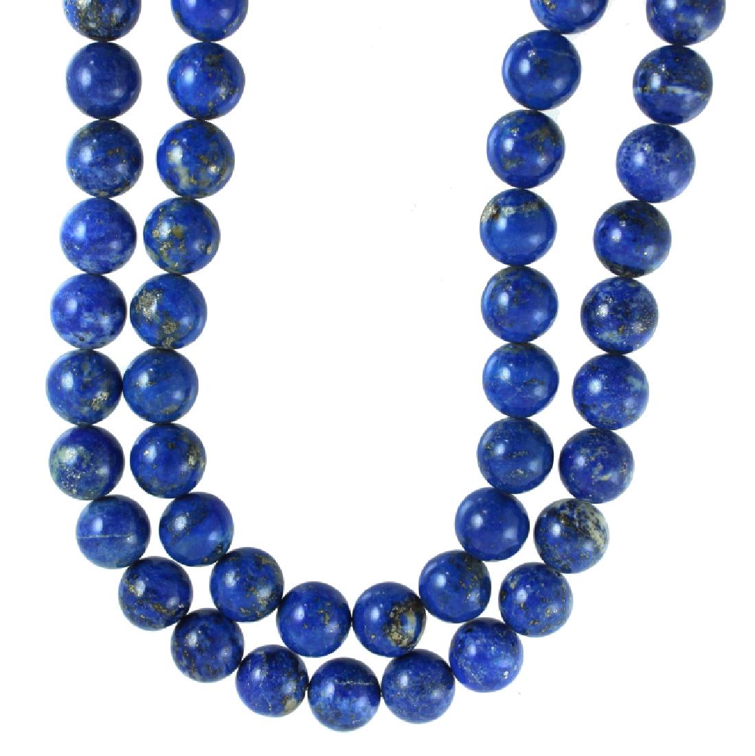 2) TWO VINTAGE LAPIS BEADED NECKLACE (1 of 2)