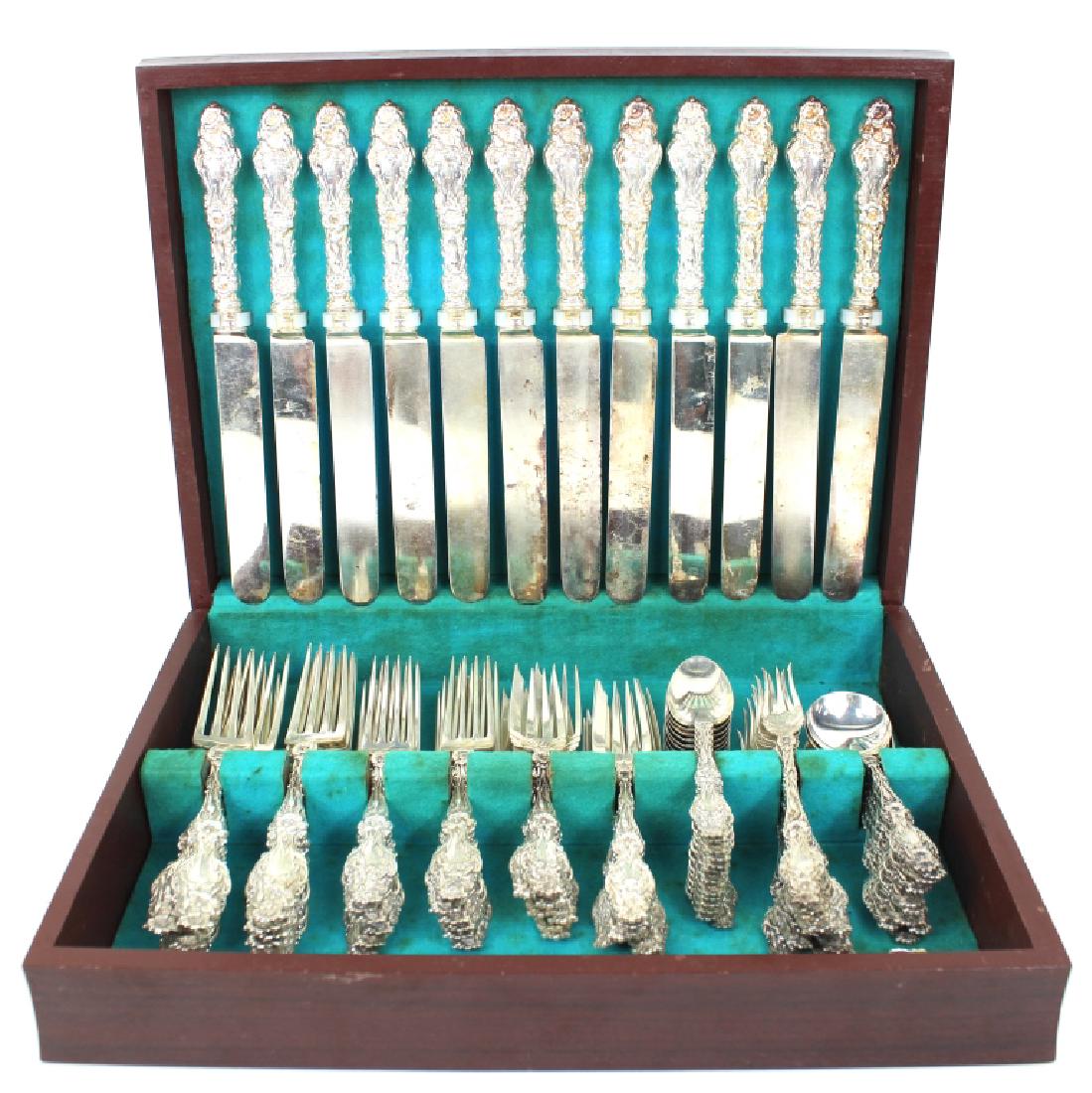 WHITING STERLING SILVER FALTWARE SET 'LILY' C.1900 (1 of 4)