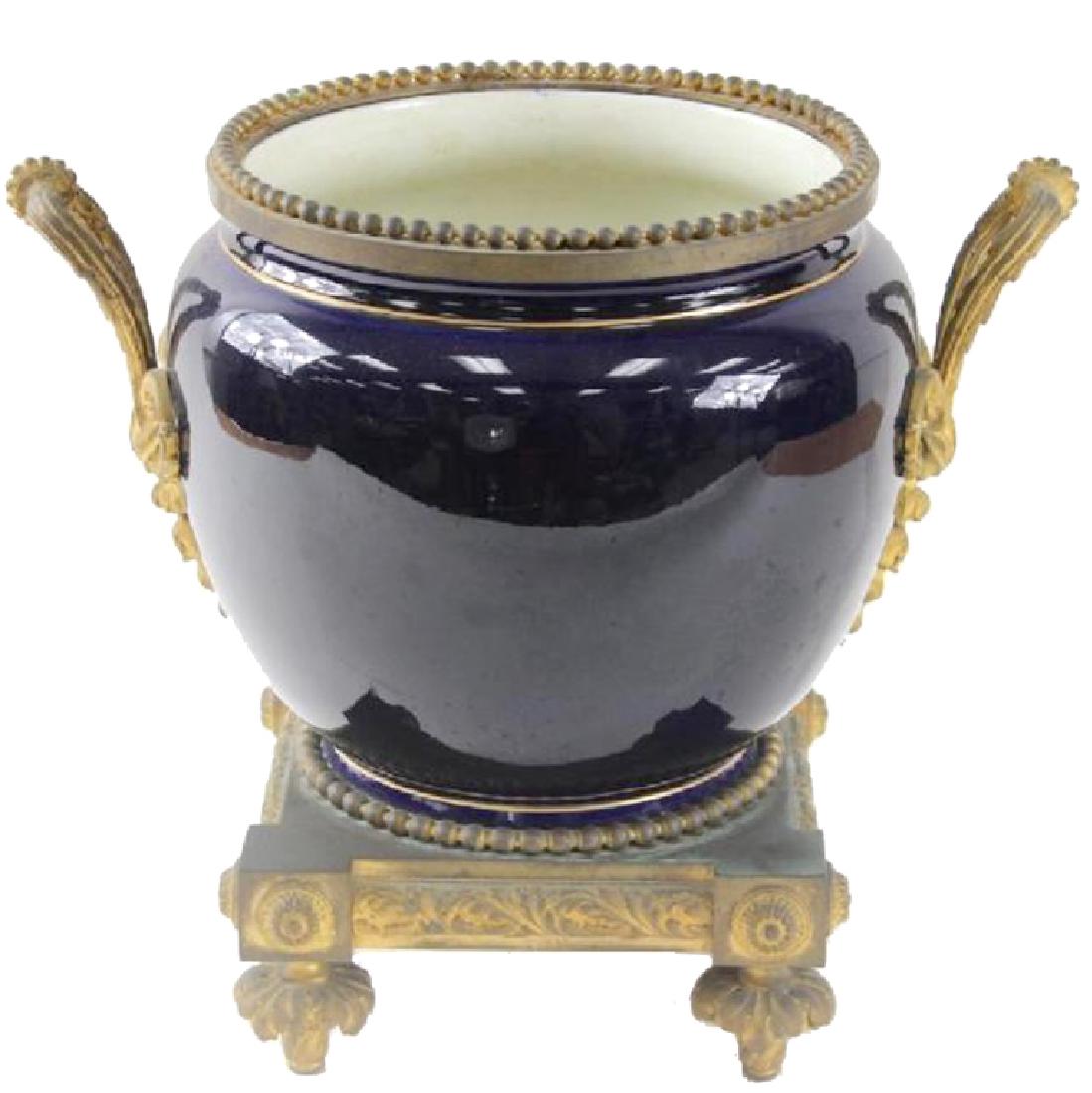 ANTIQUE, FRENCH, BRONZE MOUNTED, CENTERPIECE (1 of 4)