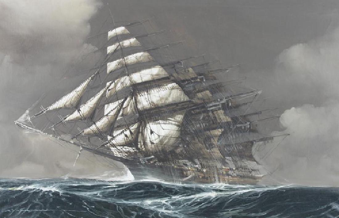 OIL ON CANVAS, CLIPPER SHIP, SIGNED (1 of 4)