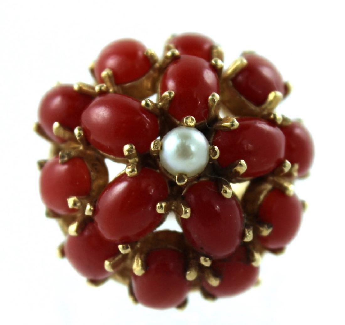 ANTIQUE CHINESE CORAL & PEARL FASHION RING (1 of 4)