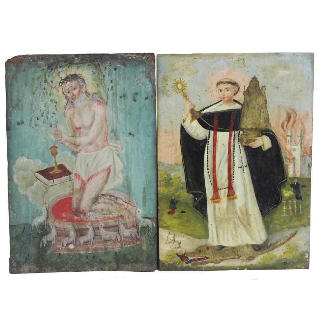 TWO PAINTINGS ON COPPER RELIGIOUS SCENE (1 of 2)