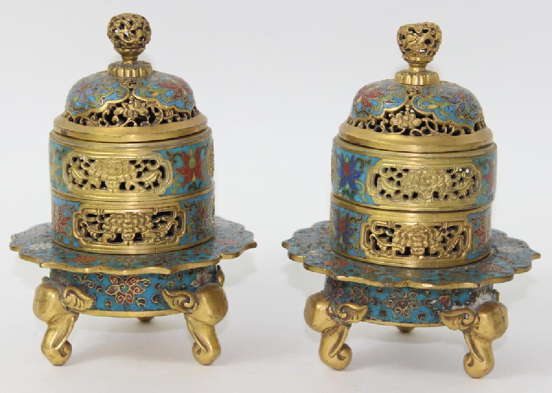 CHINESE GILT BRONZE CLOISONNE INCENSE BURNER (1 of 6)