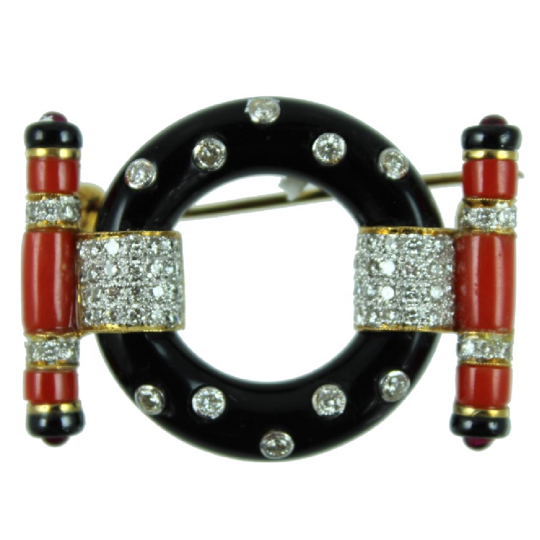 CARTIER STYLE ENAMEL BROOCH PENDANT (1 of 1)