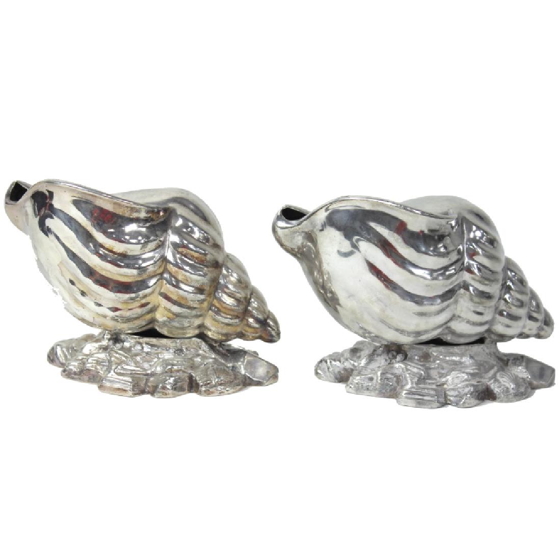 Pair, Victorian Era Nautilus Shell Spoon Warmers (1 of 1)