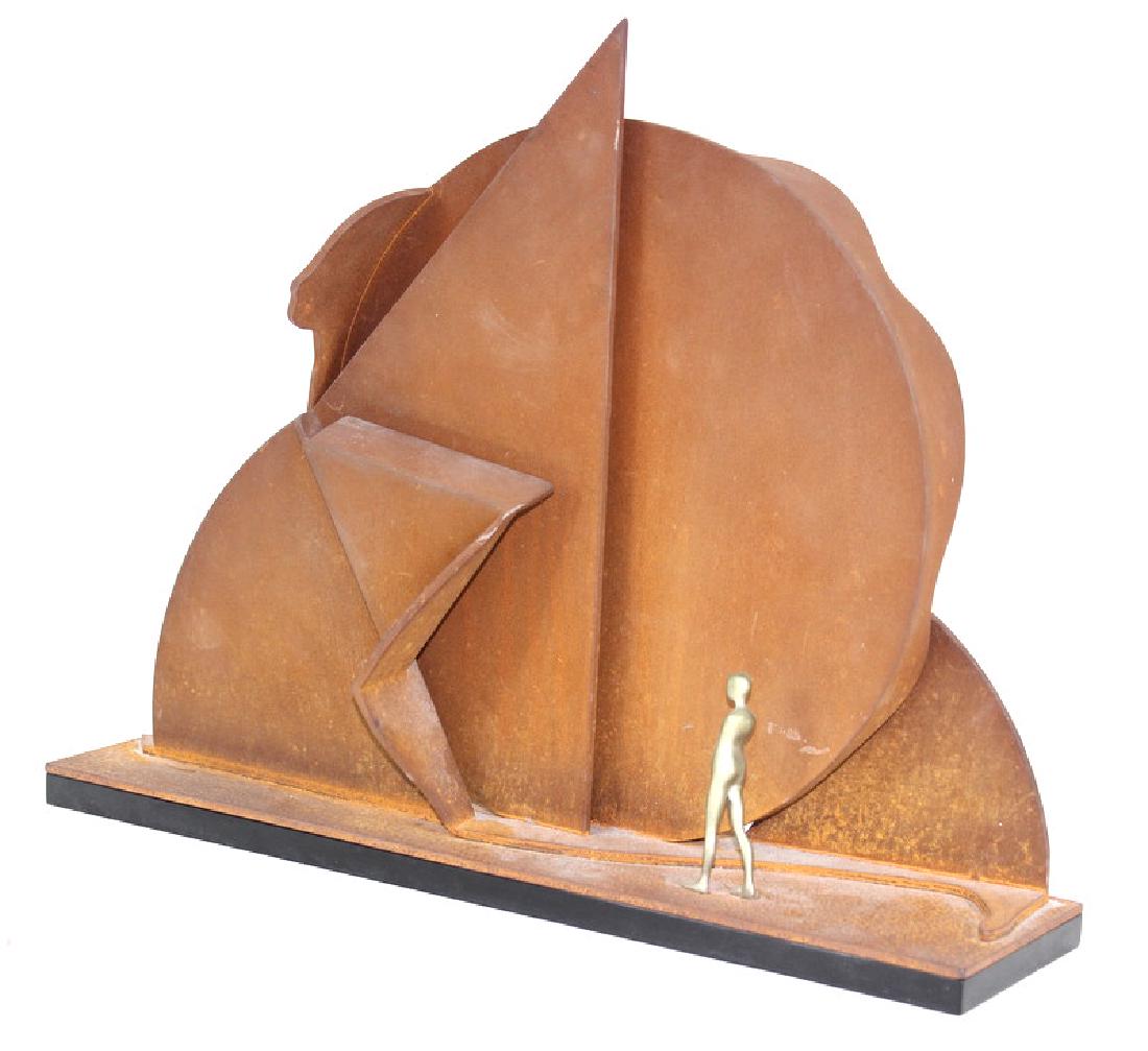 Ernest Tino Trova (AMERICAN, 1927â€“2009): Ernest Tino Trova (AMERICAN, 1927â€“2009) "Profile Canto. modern. great look. steel. heavy. Good Condition. Measures 11 inches high x 15 3/8 inches long x 3 5/8 inches wide. Sculpture. Bronze. St