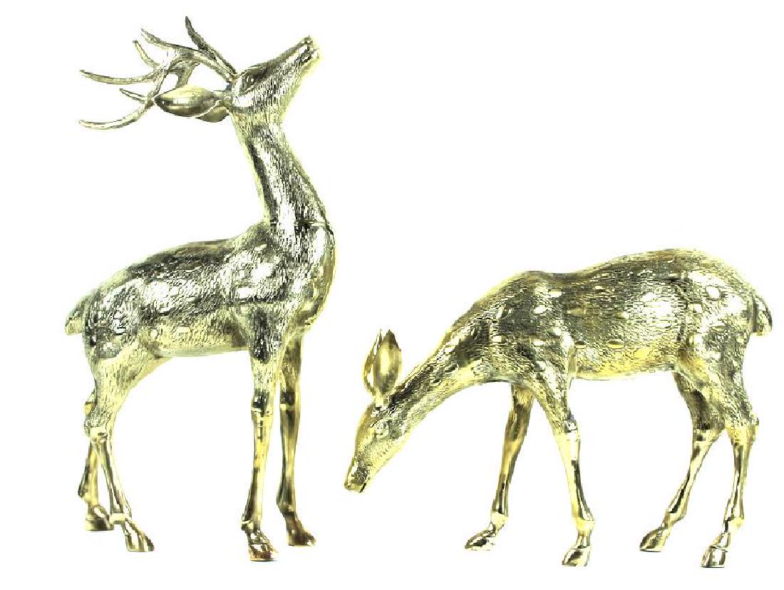 (2) PAIR OF BRASS DEER (1 of 3)