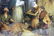 ANTIQUE EUROPEAN OIL PAINTING "MEETING PLACE" - 3