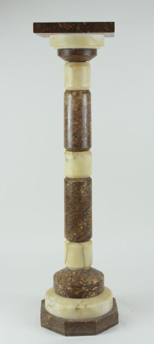 Antique French Rouge & Carrera Marble Pedestal (1 of 3)