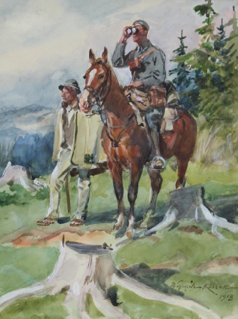 Antique Watercolor Painting Signed W. Kossak (1 of 4)