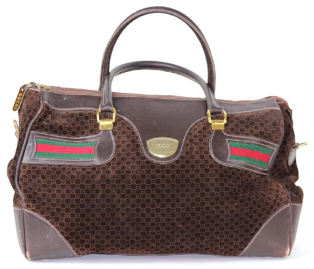 Gucci Brown Fabric & Leather Jumbo Handbag (1 of 5)