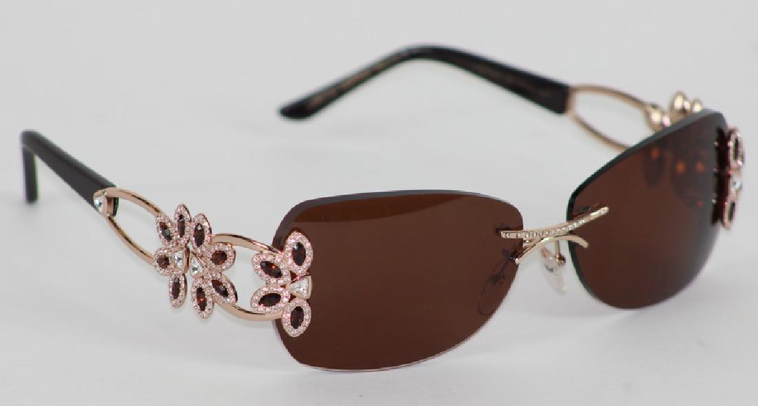 Caviar 6851 Champagne Gold Luxury Sunglasses: Ladies Caviar 6851 limited edition Champagne Series sunglasses. Beautifully designed with clear & brown inlaid topaz stones on a rose gold frame with brown lenses. Made in Italy. Shipping U.S. Domesti