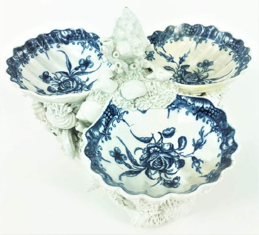 Antique Worcester B&W Shell Porcelain Pickle Stand (1 of 6)