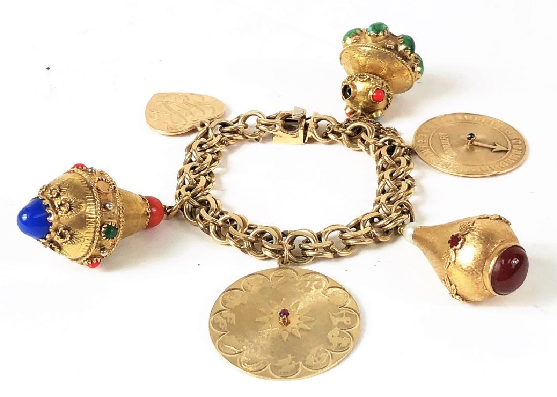 Chunky 14K Gold Gemstone Link Charm Bracelet (1 of 3)