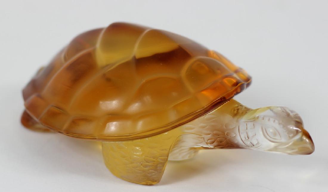 Lalique French Crystal Amber Turtle Paperweight (1 of 6)