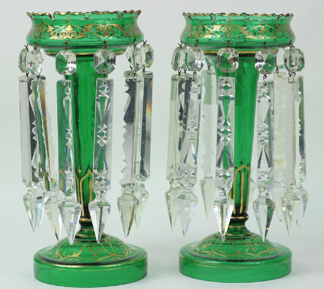 Antique Bohemia Hand Painted Mantle Lustres (1 of 3)