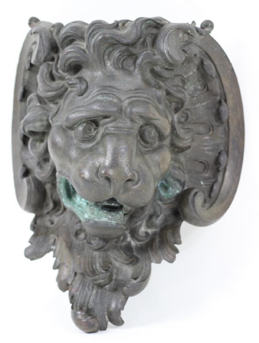 Heavy Antique French Bronze Lion Head Mask Sconce (1 of 4)