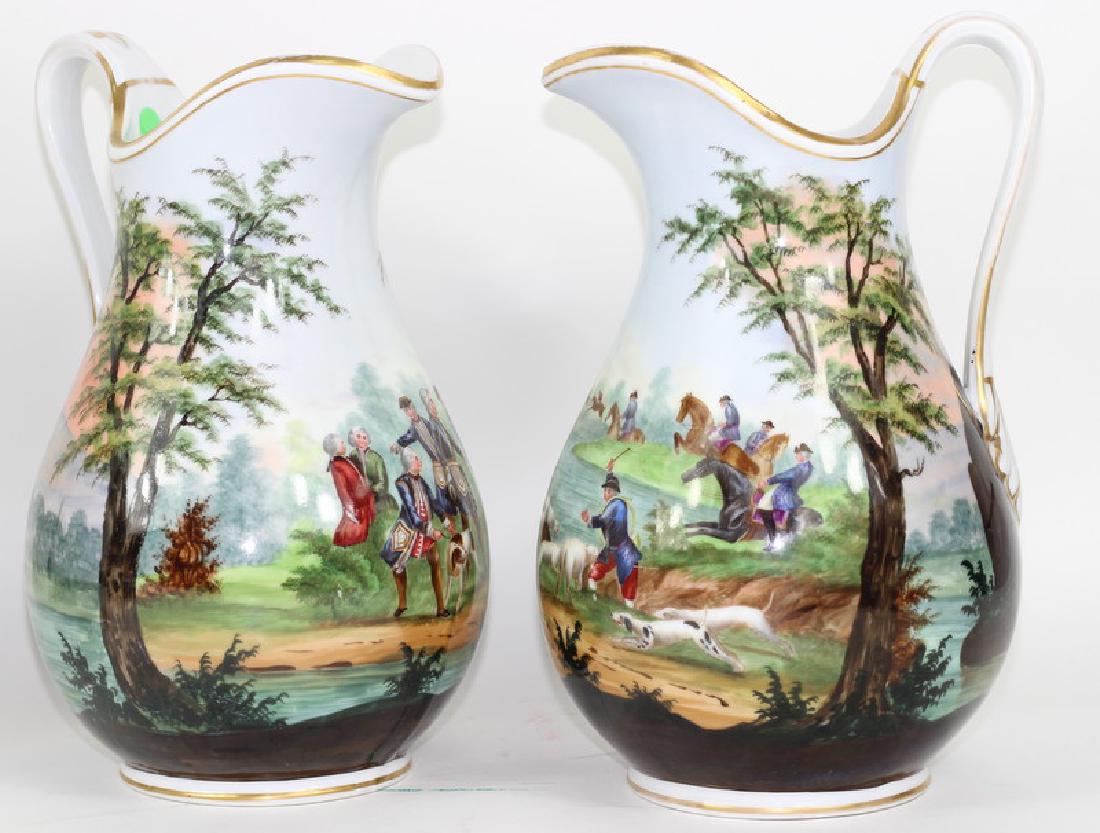 Pair of 20th C French Hand Painted Porcelain Ewers (1 of 4)