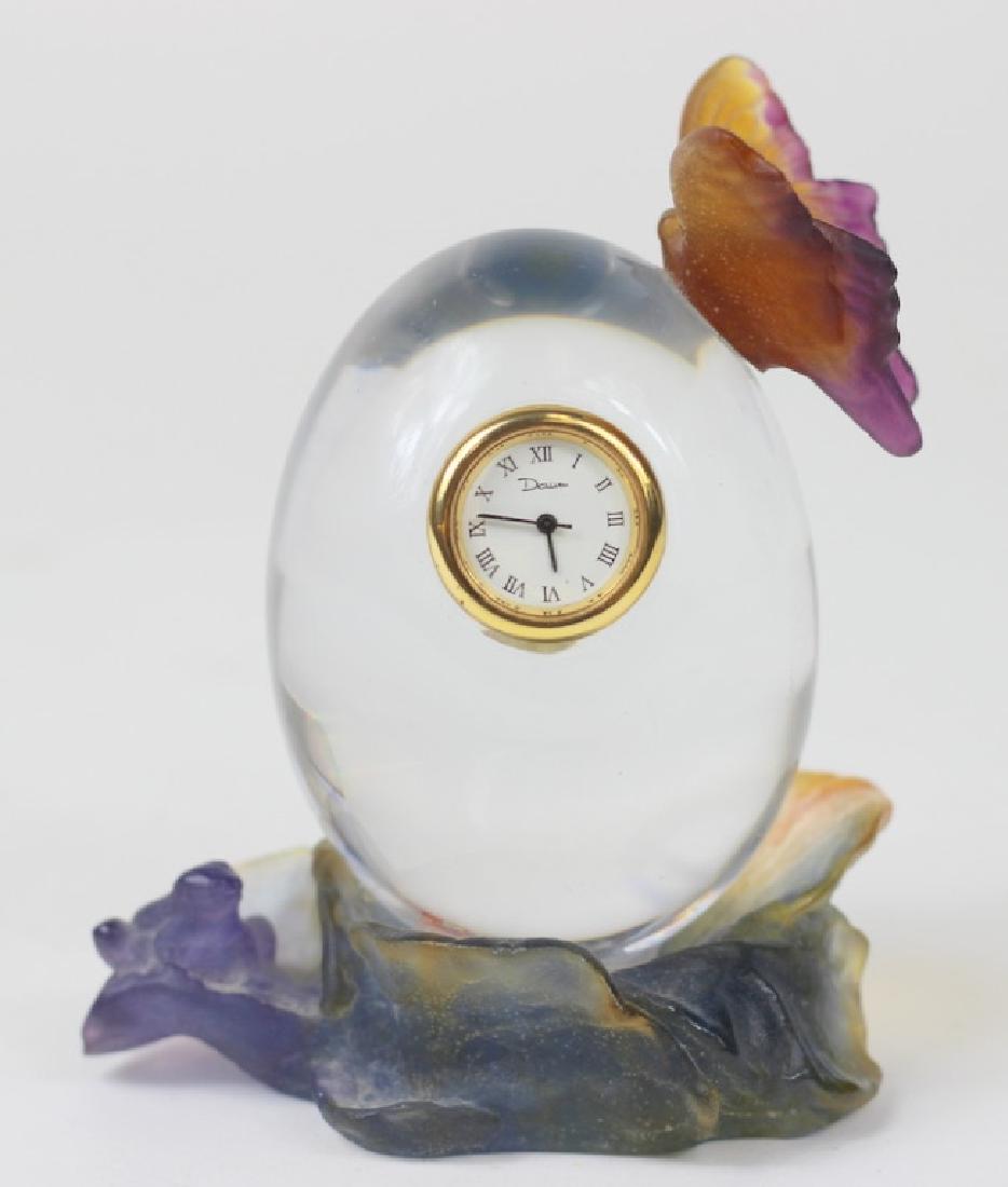 Daum Pate de Verre Butterfly On Clear Egg Clock (1 of 5)