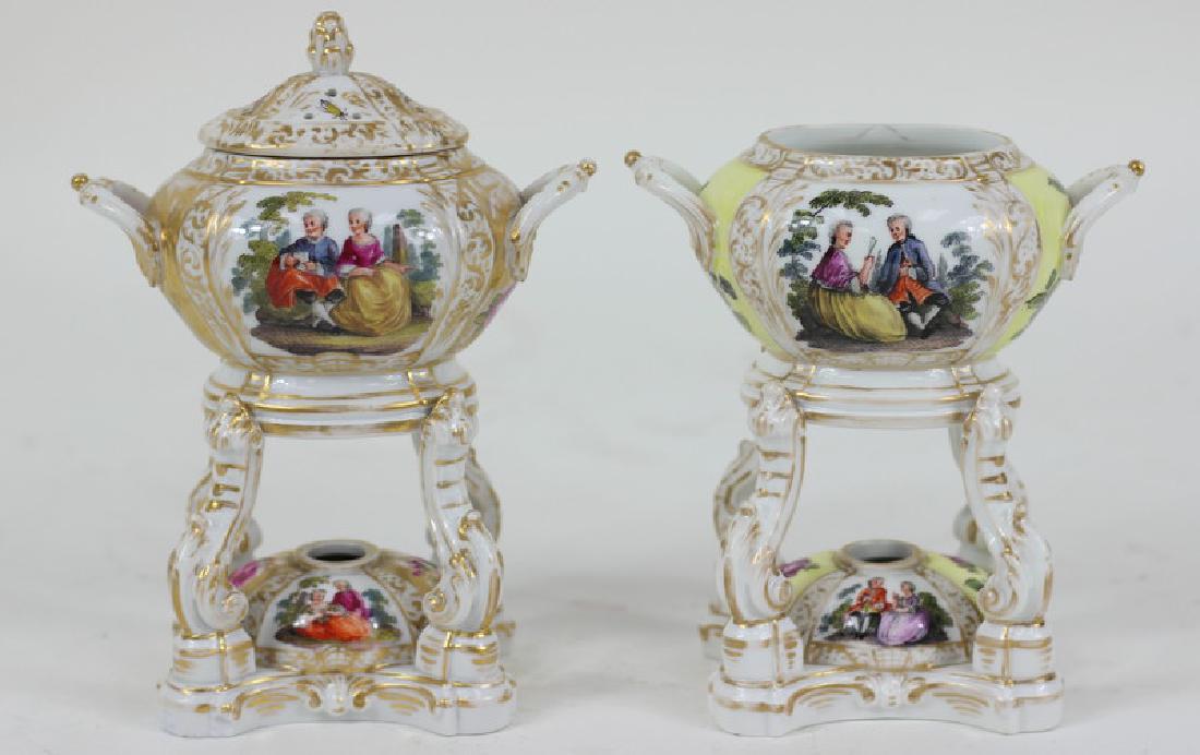 Pair of Dresden H/P Porcelain Salt Cellars (1 of 4)