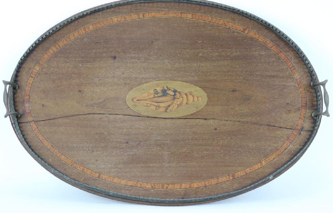 English Brass Mounted Wood Serving Tray (1 of 4)