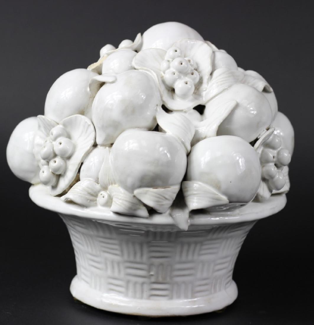 LRG Italian White Glazed Terra Cotta Fruit Basket (1 of 3)
