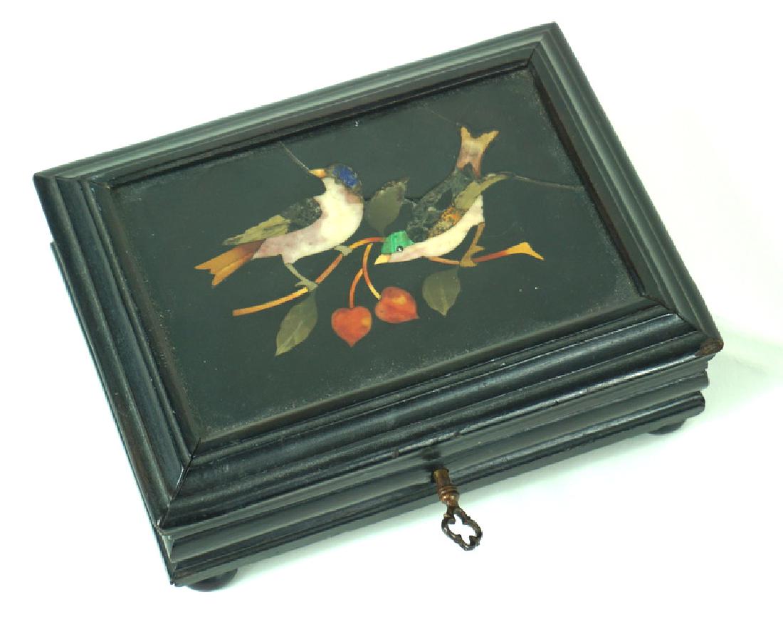 Antique 19th C. Pietra Dura Ebonized Trinket Box (1 of 7)