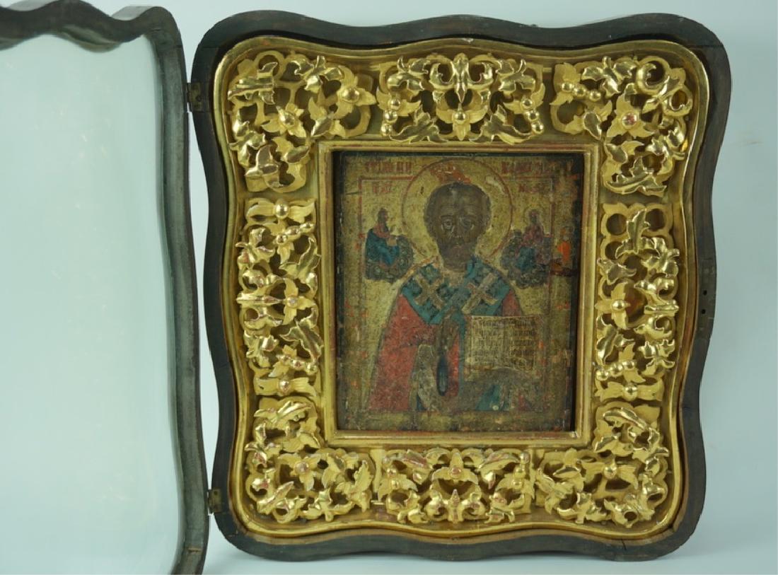 Framed Antique Russian Hand Painted Icon In Case (1 of 10)