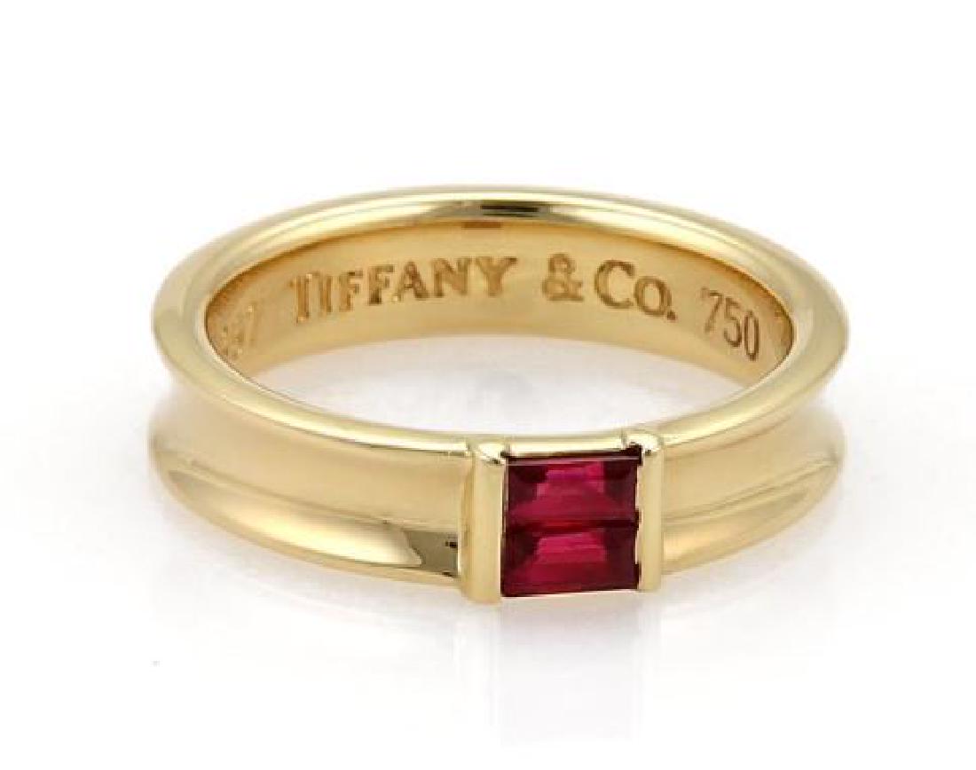 Tiffany & Co Ruby 18k Gold Concave Style Band Ring (1 of 3)