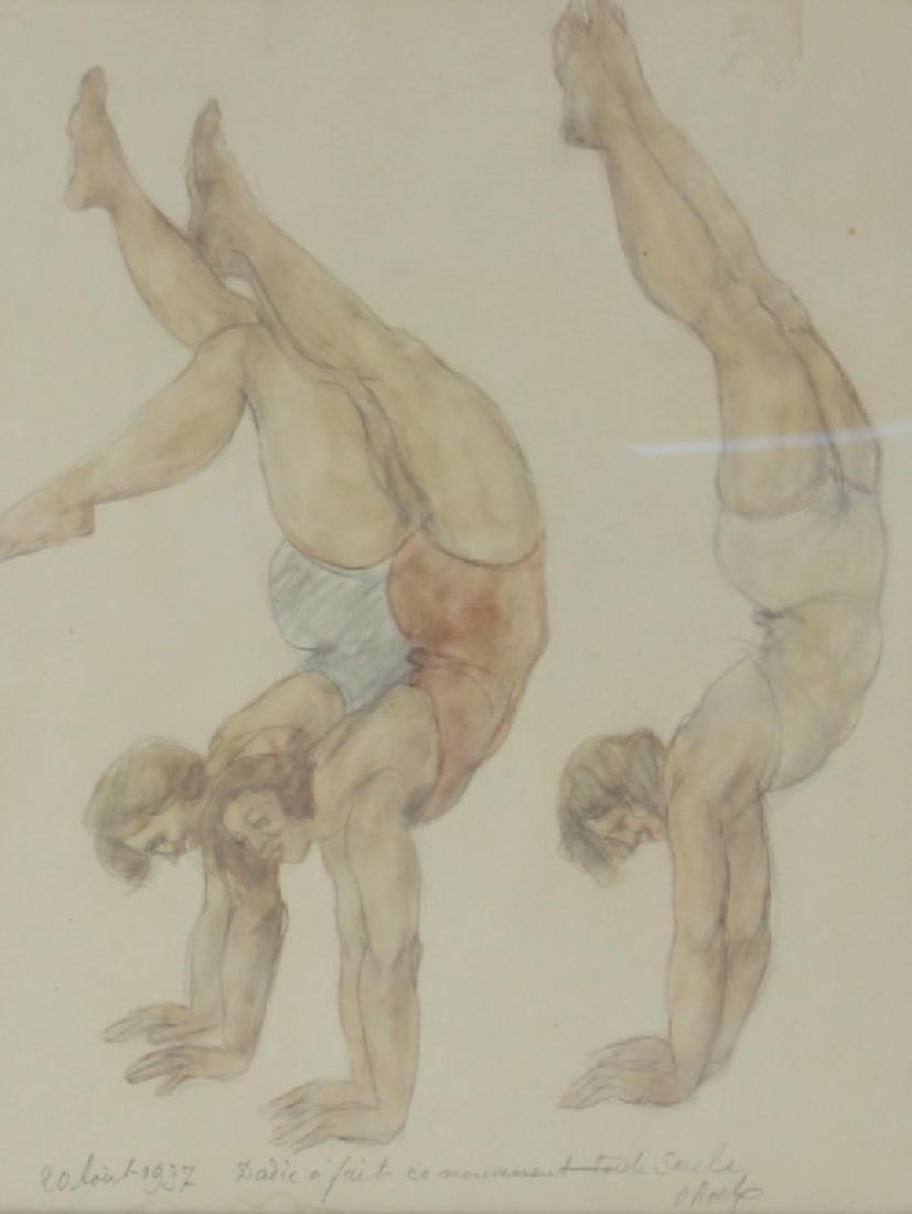 Signed Odilon Roche French Mixed Media Painting (1 of 6)