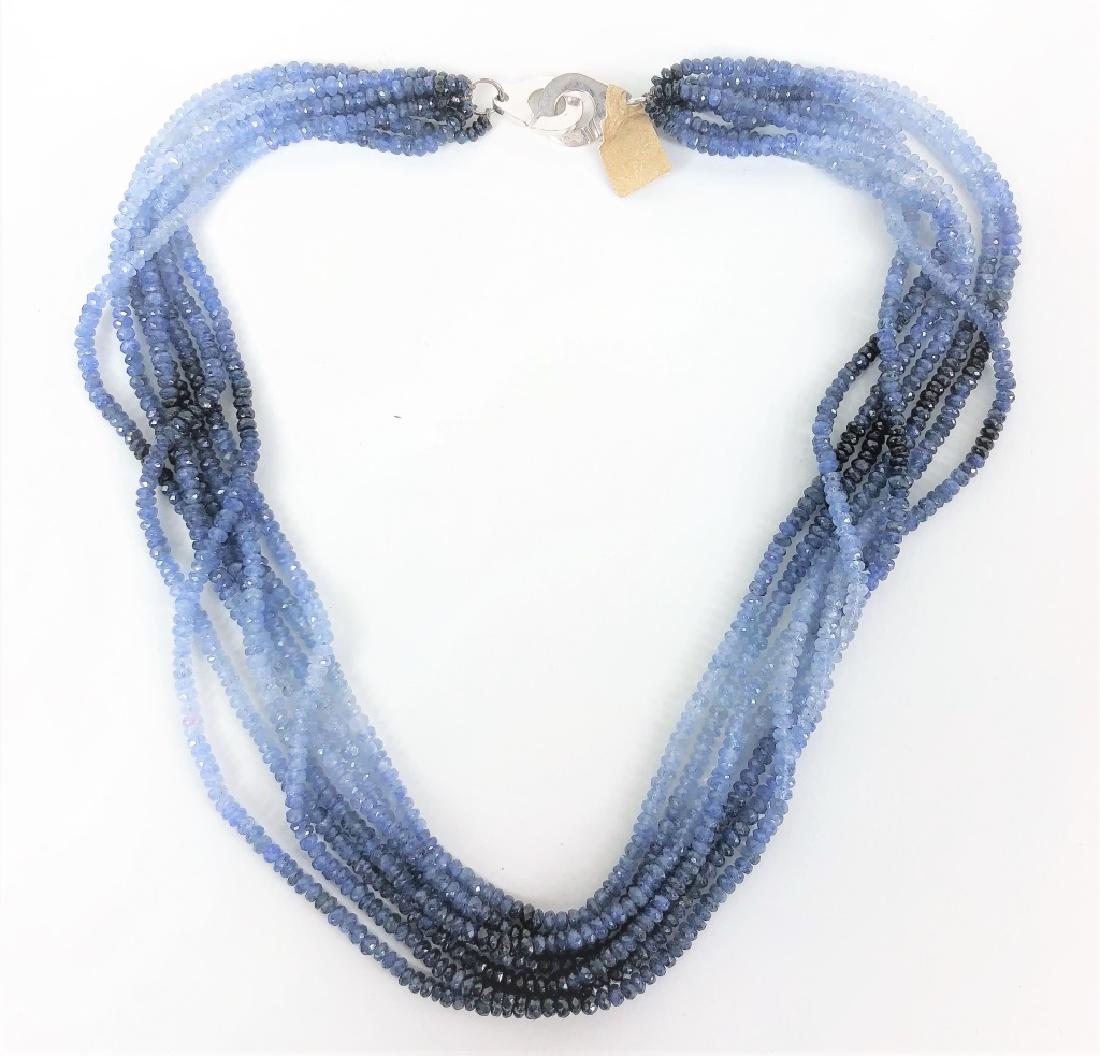 18K White Gold Blue Sapphire Beaded Necklace (1 of 2)