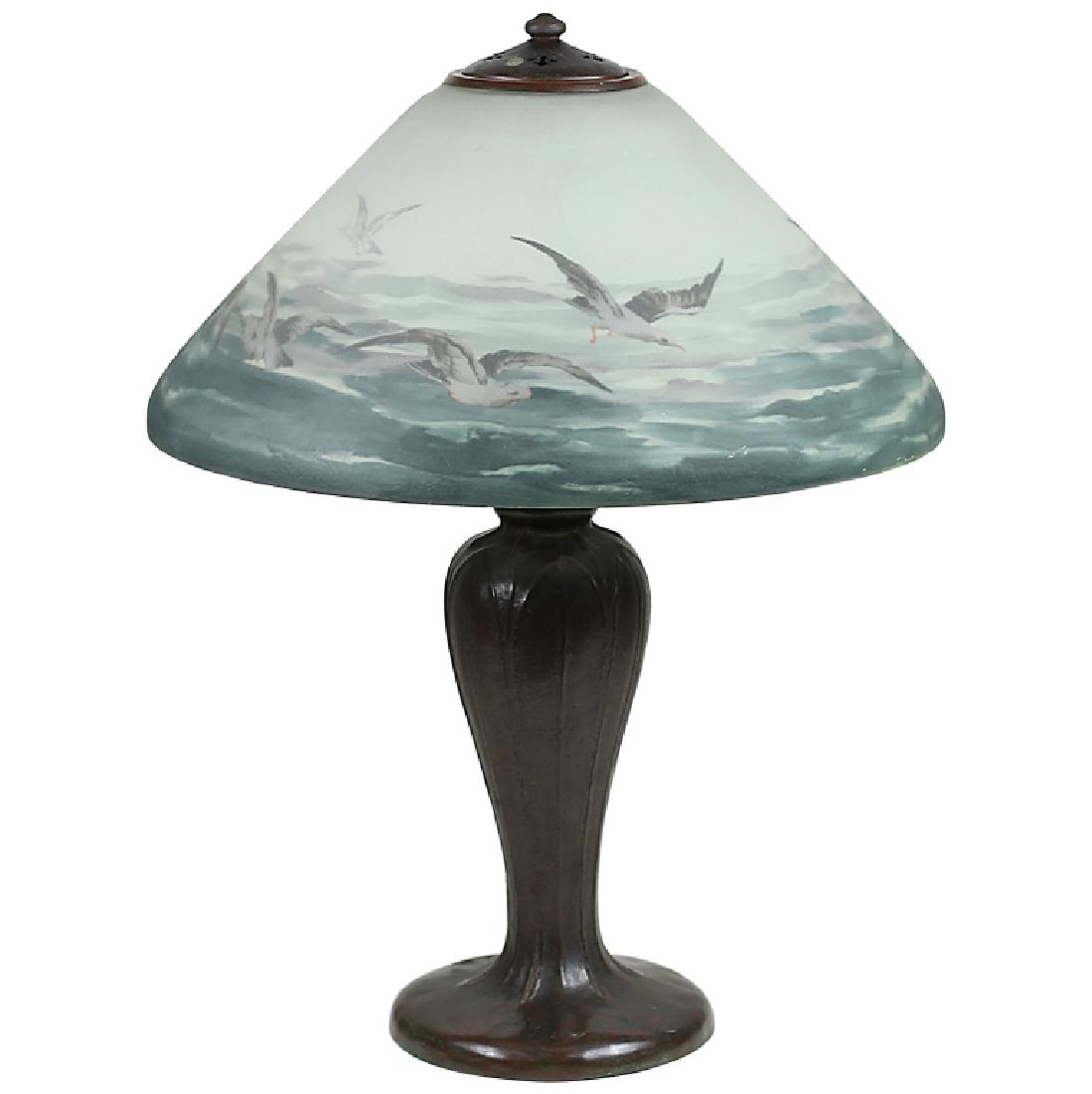 Handel Reverse Painted Art Glass Bronze Lamp #6632 (1 of 6)