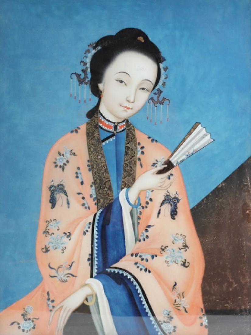 A Chinese Export reverse-painted glass picture (1 of 8)